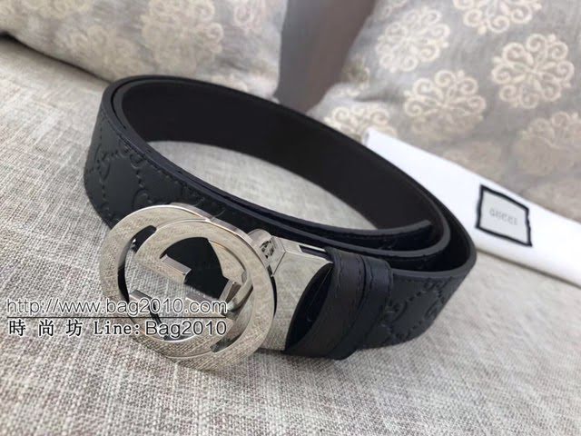 Gucci男士皮帶 古奇雙G轉扣腰帶  jjp1825